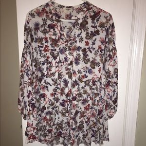 Umgee White printed, key hole tunic